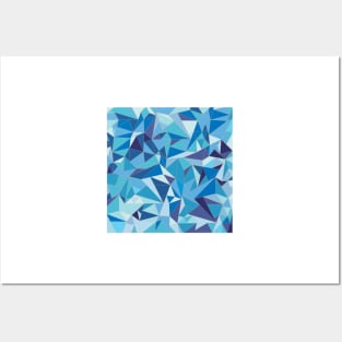 Blue Geometric Crystal Pattern Posters and Art